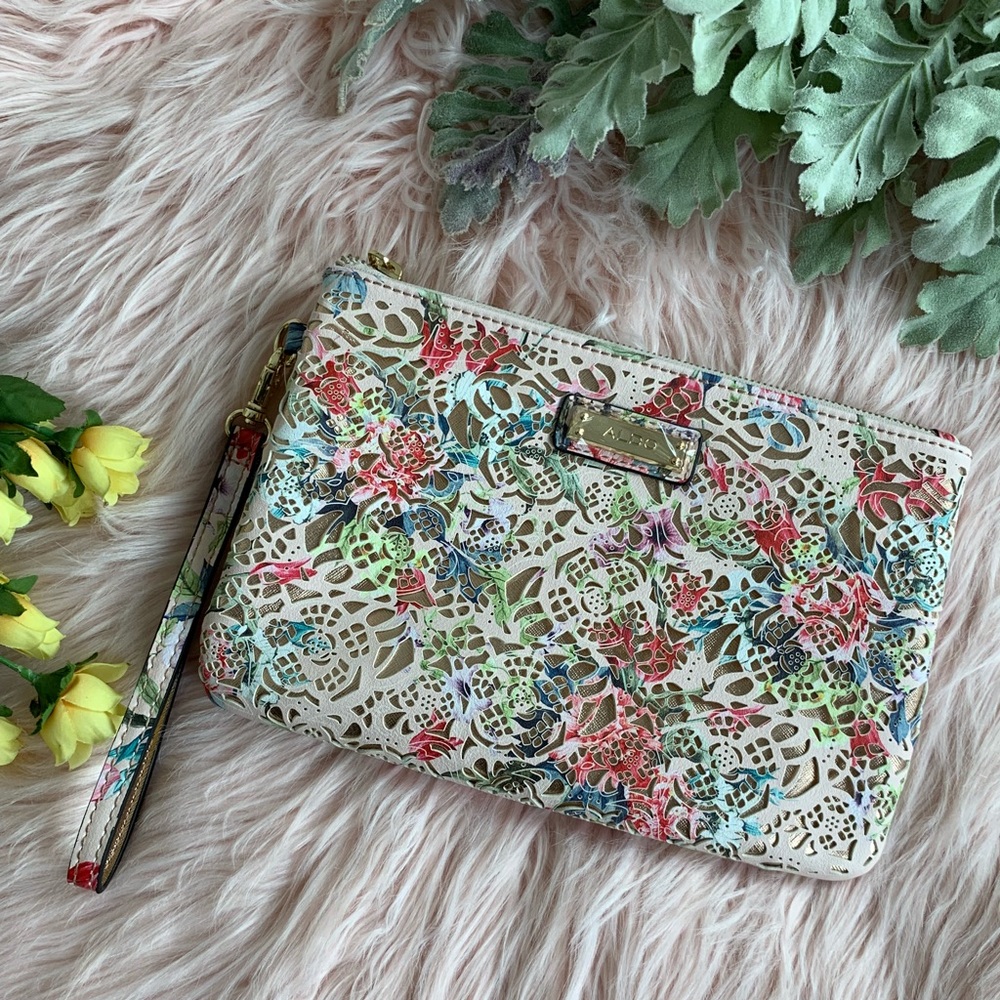 Aldo | Laser Cut Floral Print Clutch